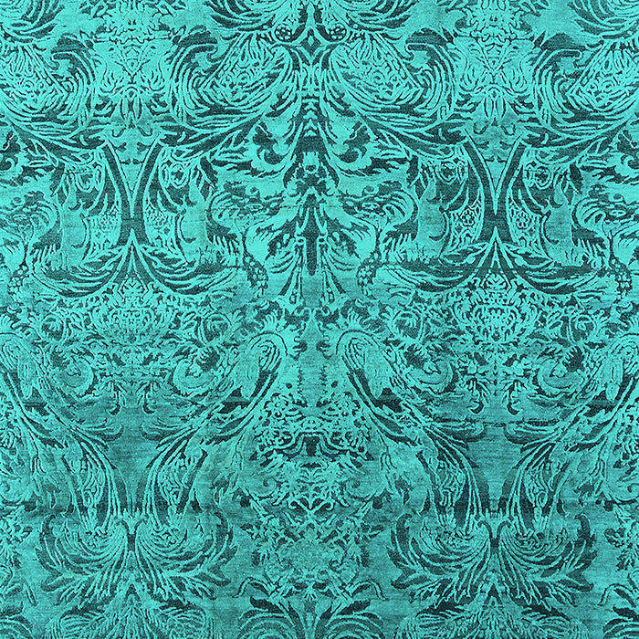 Machine Washable Oriental Turquoise Industrial Area Rugs, wshurb1452turq