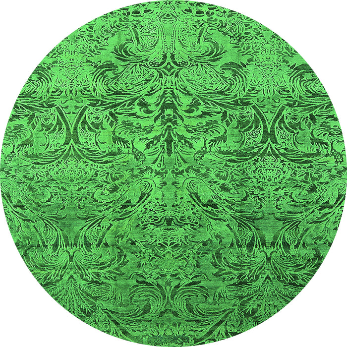 Round Oriental Green Industrial Rug, urb1452grn