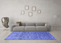 Machine Washable Oriental Blue Industrial Rug, wshurb1452blu