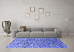Machine Washable Oriental Blue Industrial Rug in a Living Room, wshurb1452blu