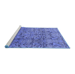 Sideview of Machine Washable Oriental Blue Industrial Rug, wshurb1452blu