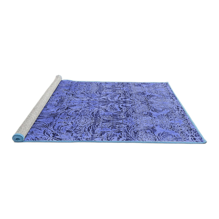 Sideview of Machine Washable Oriental Blue Industrial Rug, wshurb1452blu
