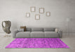 Machine Washable Oriental Pink Industrial Rug in a Living Room, wshurb1452pnk