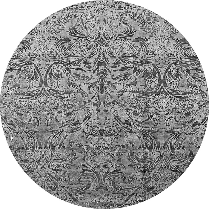 Round Oriental Gray Industrial Rug, urb1452gry