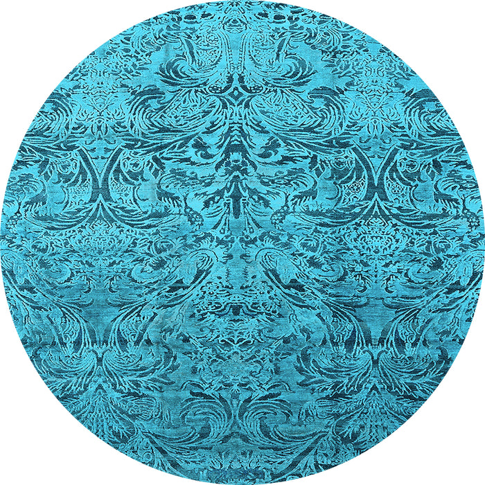 Round Oriental Light Blue Industrial Rug, urb1452lblu