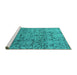 Sideview of Machine Washable Oriental Turquoise Industrial Area Rugs, wshurb1452turq