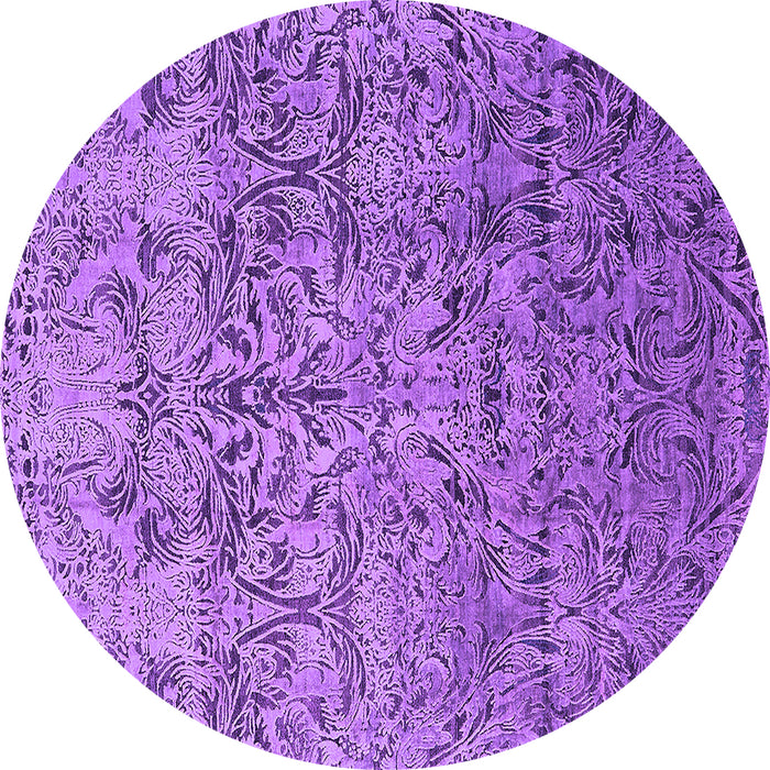 Round Oriental Purple Industrial Rug, urb1452pur