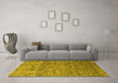 Machine Washable Oriental Yellow Industrial Rug in a Living Room, wshurb1452yw