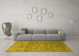 Machine Washable Oriental Yellow Industrial Rug in a Living Room, wshurb1452yw