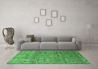 Machine Washable Oriental Emerald Green Industrial Rug, wshurb1452emgrn