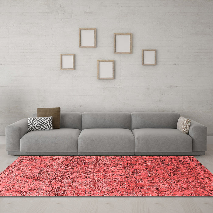 Industrial Red Washable Rugs