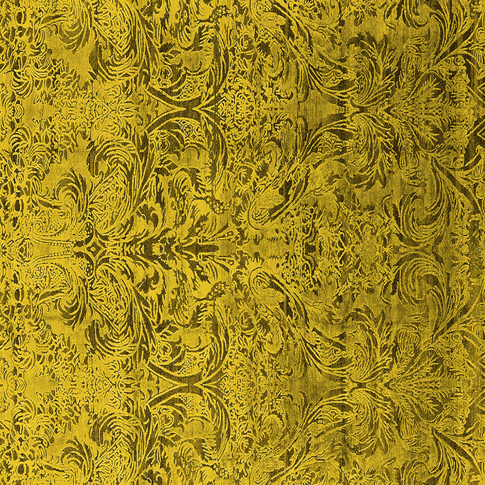 Square Machine Washable Oriental Yellow Industrial Rug, wshurb1452yw