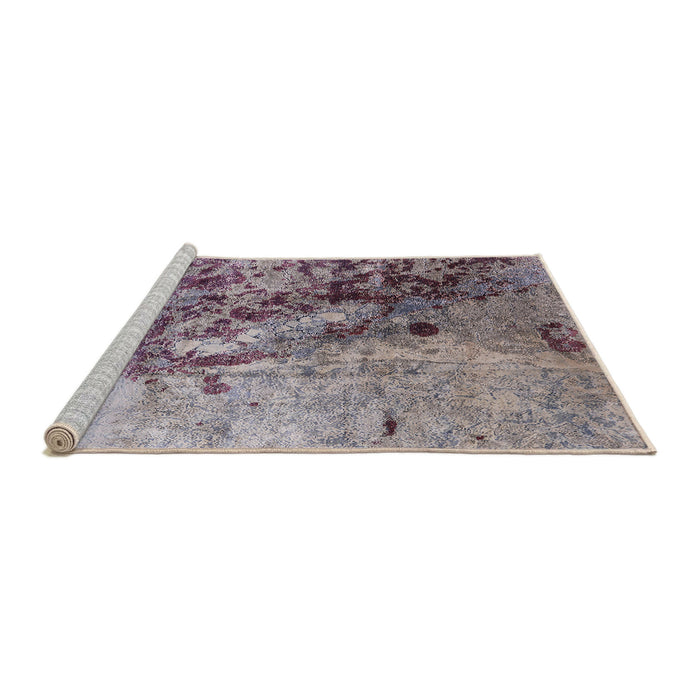 Sideview of Machine Washable Industrial Modern Silver Pink Rug, wshurb1453