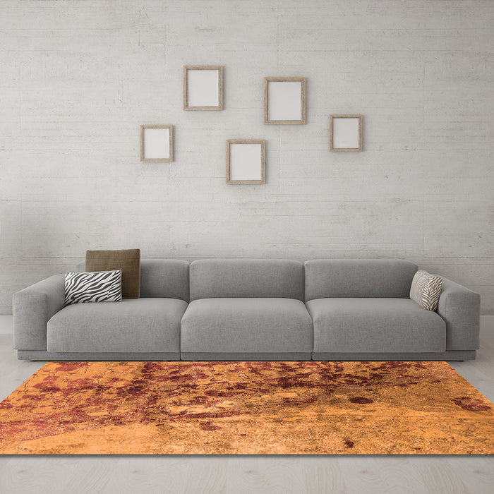 Machine Washable Oriental Orange Industrial Area Rugs in a Living Room, wshurb1453org