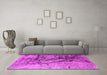 Machine Washable Oriental Pink Industrial Rug in a Living Room, wshurb1453pnk