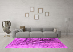 Machine Washable Oriental Pink Industrial Rug in a Living Room, wshurb1453pnk