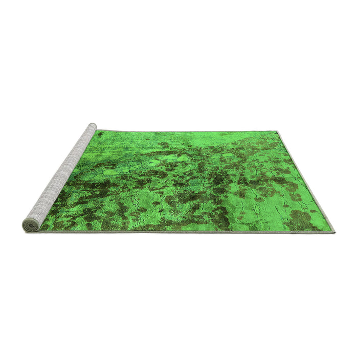Sideview of Machine Washable Oriental Green Industrial Area Rugs, wshurb1453grn