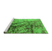 Sideview of Machine Washable Oriental Green Industrial Area Rugs, wshurb1453grn