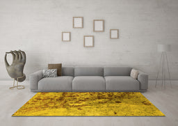Machine Washable Oriental Yellow Industrial Rug in a Living Room, wshurb1453yw