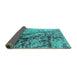 Sideview of Oriental Turquoise Industrial Rug, urb1453turq