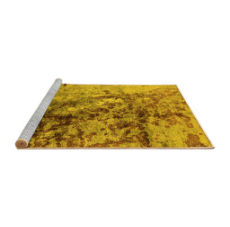 Sideview of Machine Washable Oriental Yellow Industrial Rug, wshurb1453yw