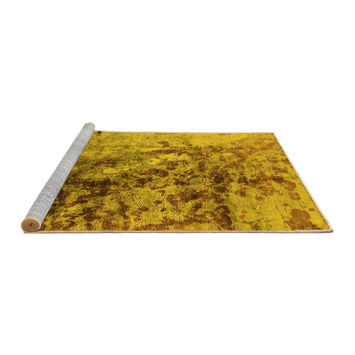 Sideview of Machine Washable Oriental Yellow Industrial Rug, wshurb1453yw