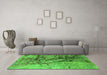 Machine Washable Oriental Green Industrial Area Rugs in a Living Room,, wshurb1453grn