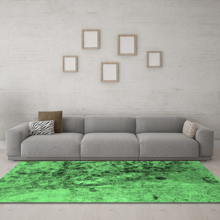 Machine Washable Oriental Emerald Green Industrial Area Rugs in a Living Room,, wshurb1453emgrn