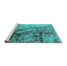 Sideview of Machine Washable Oriental Turquoise Industrial Area Rugs, wshurb1453turq