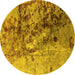 Round Oriental Yellow Industrial Rug, urb1453yw