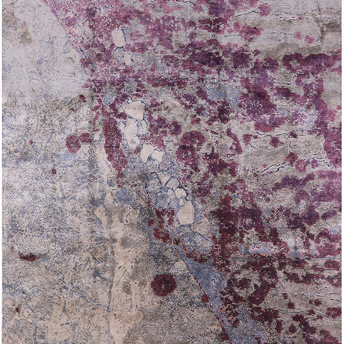 Mid-Century Modern Silver Pink Oriental Rug, urb1453