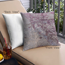 Front View of Mid-Century Modern Urban Square Silver Pink Throw Pillow, 18 inch by 18 inch, pwurb1453