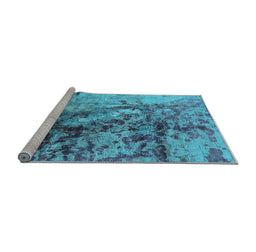 Sideview of Machine Washable Oriental Light Blue Industrial Rug, wshurb1453lblu