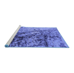 Sideview of Machine Washable Oriental Blue Industrial Rug, wshurb1453blu