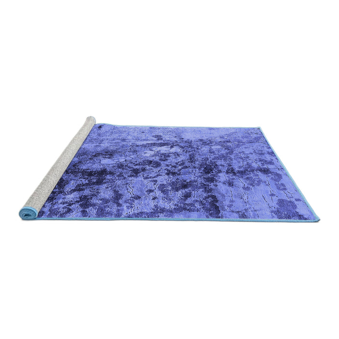 Sideview of Machine Washable Oriental Blue Industrial Rug, wshurb1453blu