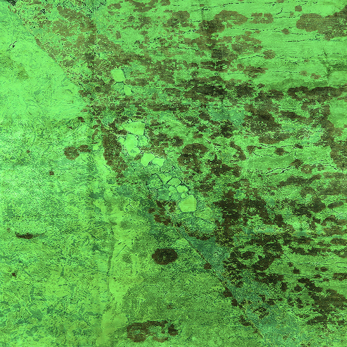 Square Machine Washable Oriental Green Industrial Area Rugs, wshurb1453grn