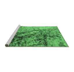Sideview of Machine Washable Oriental Emerald Green Industrial Area Rugs, wshurb1453emgrn