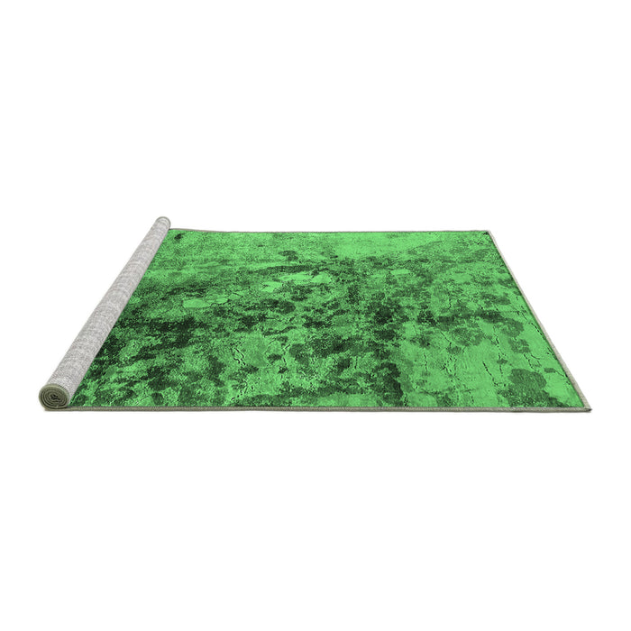 Sideview of Machine Washable Oriental Emerald Green Industrial Area Rugs, wshurb1453emgrn