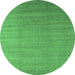 Round Oriental Emerald Green Industrial Rug, urb1454emgrn