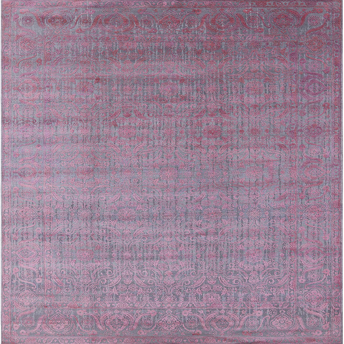 Square Machine Washable Industrial Modern Pink Rug, wshurb1454