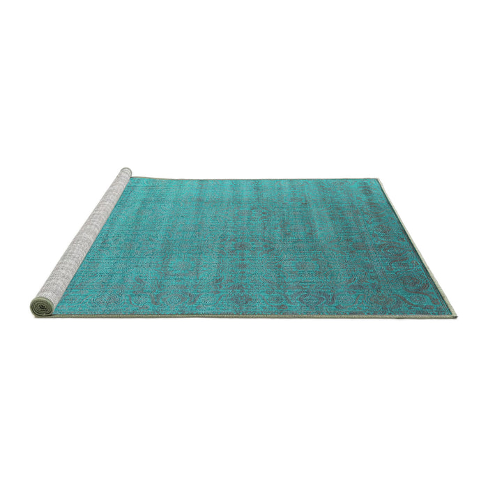 Sideview of Machine Washable Oriental Turquoise Industrial Area Rugs, wshurb1454turq