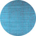 Round Oriental Light Blue Industrial Rug, urb1454lblu