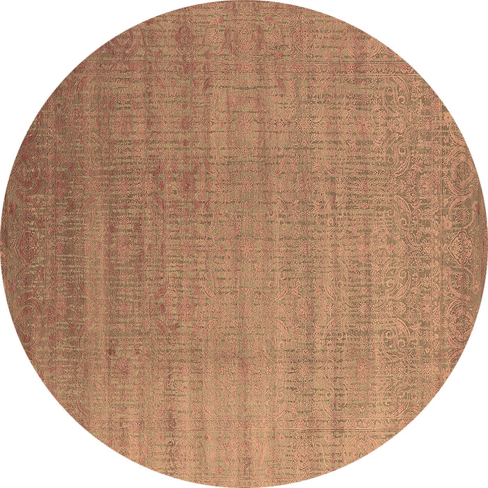 Round Machine Washable Oriental Brown Industrial Rug, wshurb1454brn