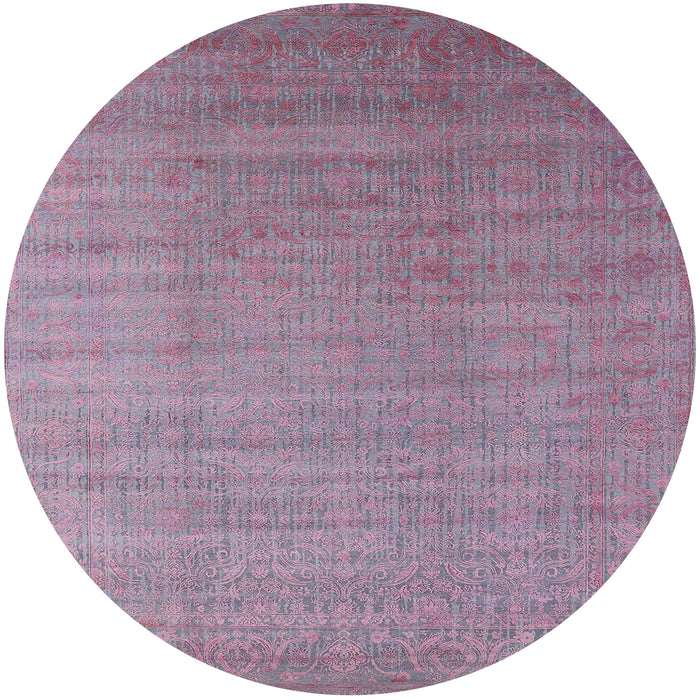 Round Machine Washable Industrial Modern Pink Rug, wshurb1454
