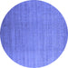 Round Machine Washable Oriental Blue Industrial Rug, wshurb1454blu