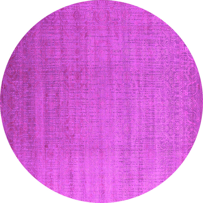 Round Machine Washable Oriental Pink Industrial Rug, wshurb1454pnk