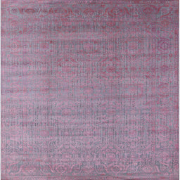 Square Mid-Century Modern Pink Oriental Rug, urb1454
