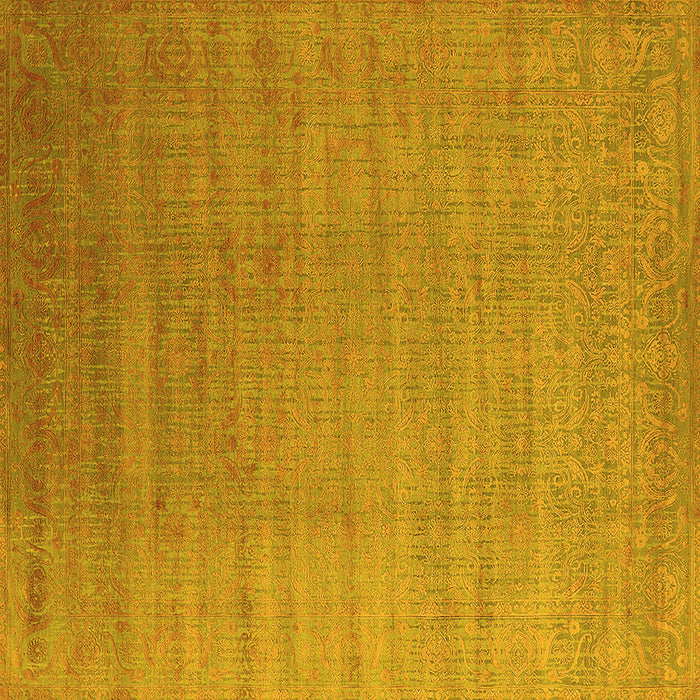 Square Machine Washable Oriental Yellow Industrial Rug, wshurb1454yw