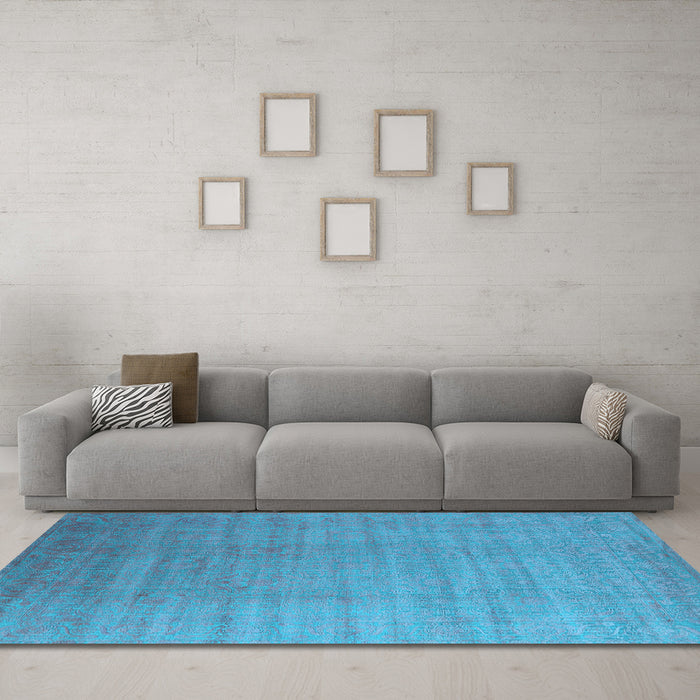 Machine Washable Oriental Light Blue Industrial Rug in a Living Room, wshurb1454lblu