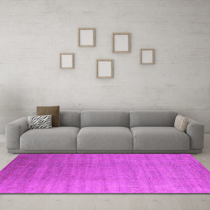 Machine Washable Oriental Pink Industrial Rug in a Living Room, wshurb1454pnk